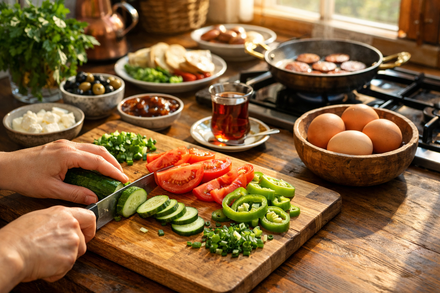 Kahvaltı hazırlığı aşamaları