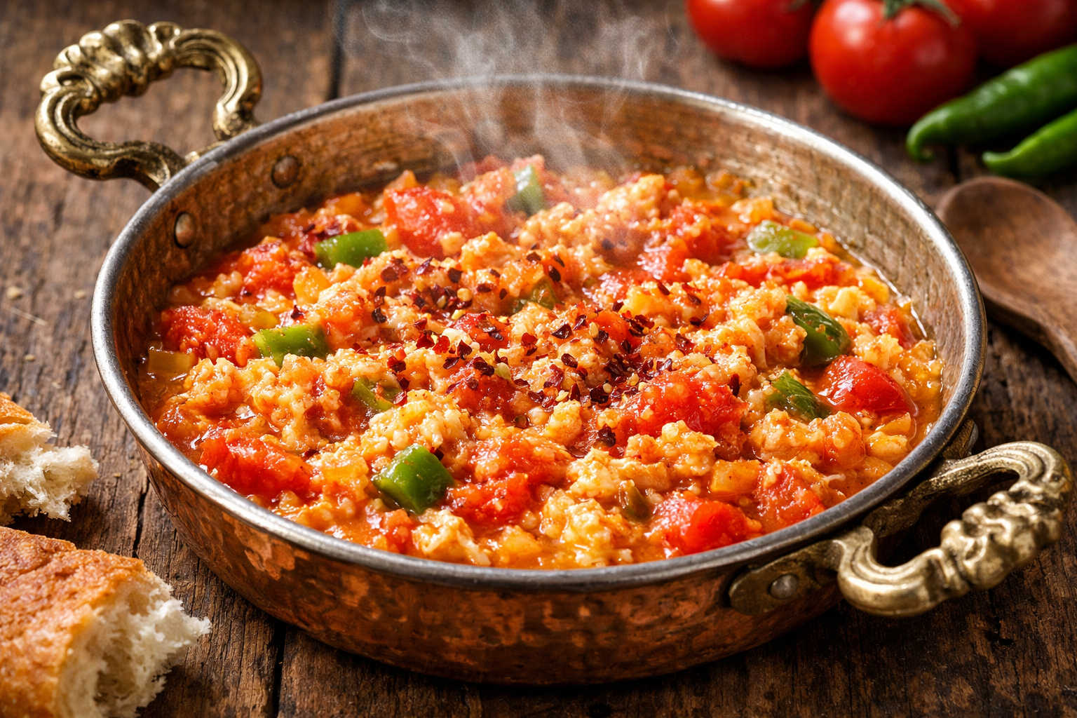 Tavada taze pişmiş menemen